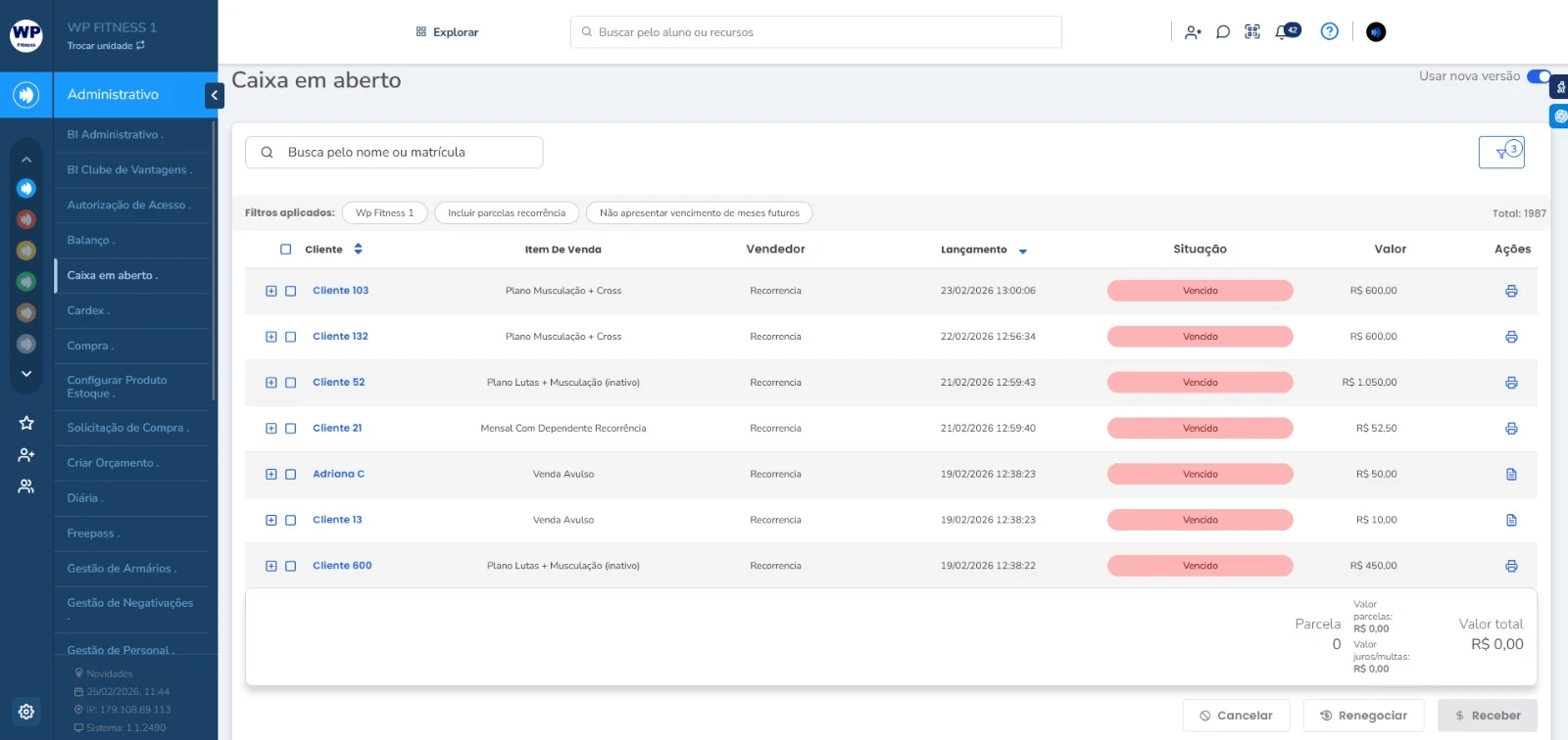 Nova Tela de Negociação